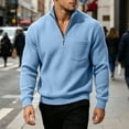 thumbnail image 5 of HomeDM Men's Quarter Zip Sweatshirts Corduroy Stand Collar Casual Pullover Tops Long Sleeve with Pockets, 5 of 9