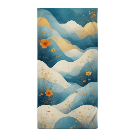 Boho oversized beach towels a blue and orange landscape with flowers and mountains towel for beach beach towel oversized thin beach towels quick drying swimming towels for adults