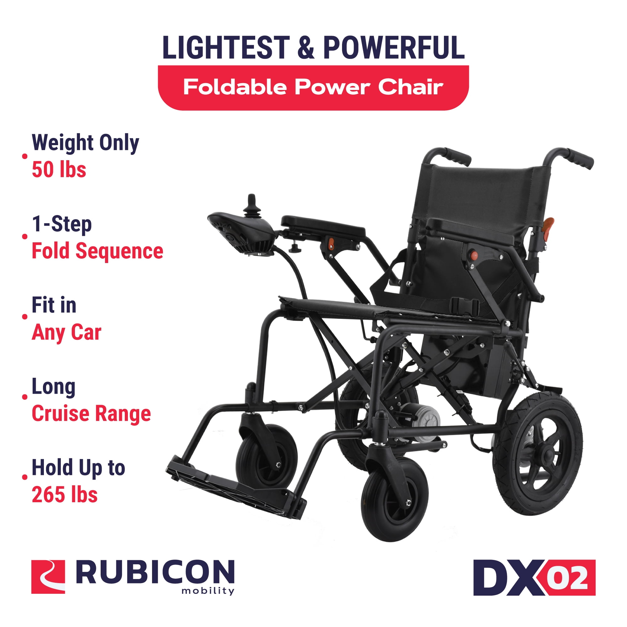 Lightweight Foldable Electric Wheelchair for Seniors, 500W Motor Power, 12 mi Cruise Range