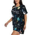 thumbnail image 2 of Lsque Space Women's Short-Sleeved Pajama Set - 2 Piece Soft and Lightweight Sleepwear Set-Medium, 2 of 9