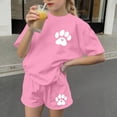thumbnail image 6 of Kilaqueen Teen Girl Cute Paw Print Summer 2 Piece Outfits Loose Crewneck Short Sleeve T-Shirt Matching Shorts Sets, 6 of 8