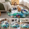 thumbnail image 6 of Vintage Window Grille Round Living Room Rugs 3.3 ft, Coral Turtle Underwater World Washable Area Rug with Non-Slip Sturdy Edge Binding Round Front Door Mat Floor Carpet for Entryway, 6 of 9