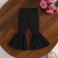 thumbnail image 4 of dazeni Toddler Girls Bell Bottom Pants 0-7 Years Cute Bow Ruffle Flare Pants High Waisted Bootcut Trousers Stretchy Dance Pants Black 6 Years, 4 of 9