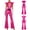 Hot Pink, variant on Womens Alien Cosplay Metallic Shiny Jumpsuit with Gloves Mock Neck Fly Sleeve Bodysuit for Halloween Space-themed Party Silver M
