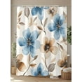 thumbnail image 4 of Shower Curtain Watercolor Flower Shower Curtains for Bathroom, Waterproof Polyester Shower Curtain Set with Hooks, Standard Size 72" x 72" Blue Brown, 4 of 6