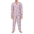 thumbnail image 3 of Susaid Butterfly Print Men's Long Sleeve Pajama Set, Two-Piece Button-Down Loungewear PJs Set, Comfortable Sleepwear for Relaxation-X-Large, 3 of 7
