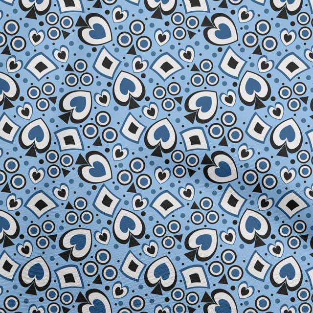 oneOone Georgette Viscose Blue Fabric Poker Card Sewing Craft Projects Fabric Prints By Yard 42 Inch Wide