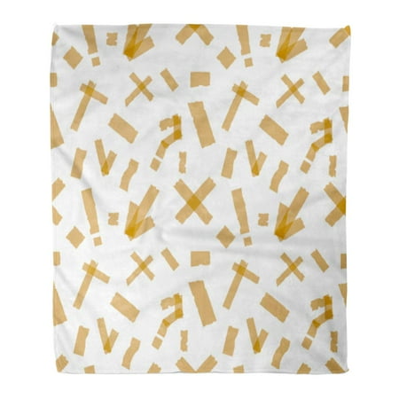 ASHLEIGH Flannel Throw Blanket Band of Adhesive Tapes Sticky Glue Scotch Piece Soft for Bed Sofa and Couch 58x80 Inches