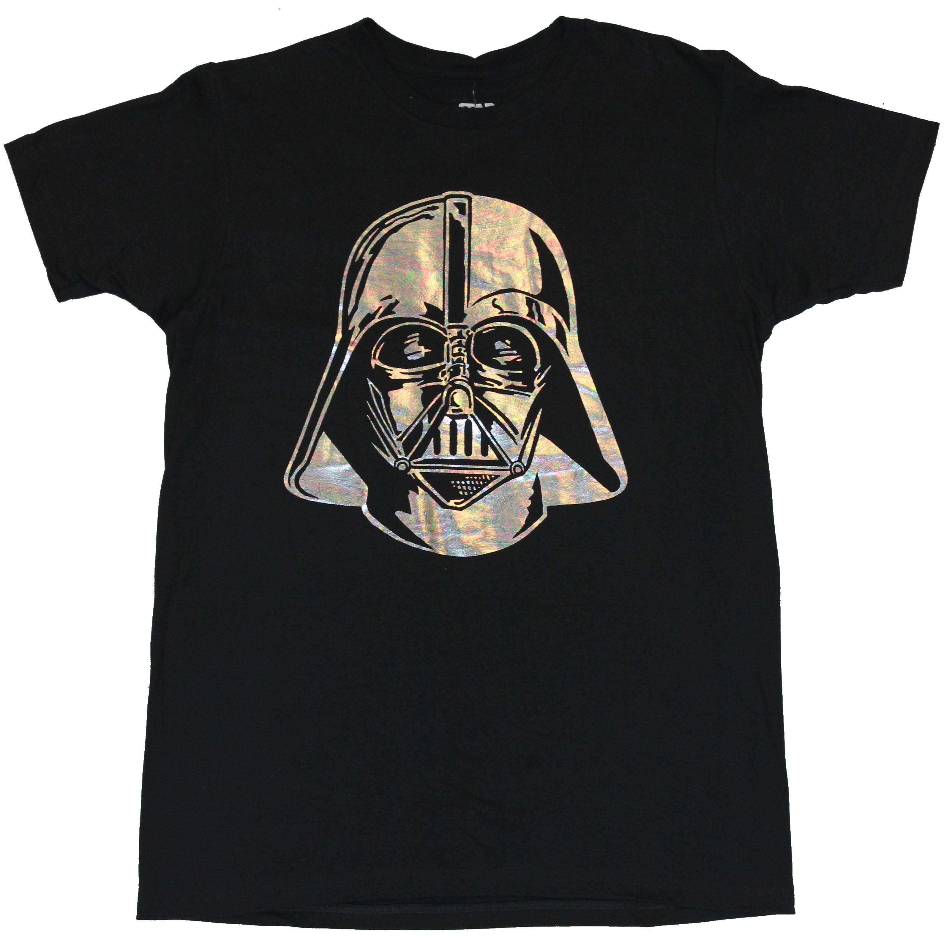 Star Wars Mens T-Shirt - Rainbow Silver Foil Darth Vader Head Design ...