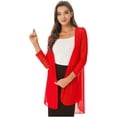 thumbnail image 3 of vastwit Womens Long Open Front Cardigan 3/4 Sleeve Solid Chiffon Coat Jacket Lightweight Outwear Red 5XL, 3 of 7
