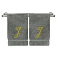 thumbnail image 2 of Monogrammed Hand Towel, Personalized Gift, 16 x 30 Inches - Set of 2 - Gold Embroidered Towel - Extra Absorbent 100% Turkish Cotton - Soft Terry Finish - for Bathroom, Kitchen and Spa - Script J Gray, 2 of 3
