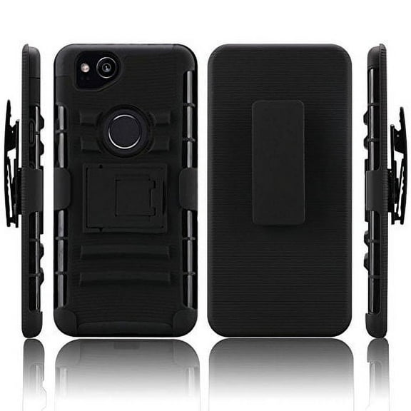 GSA Rubberized Kickstand Case w/Holster For Google Pixel 2 - Black