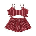 thumbnail image 2 of Toddler Girls Striped Sleeveless Bowknot Crop Top and Button-up Short Pants, 2 of 6