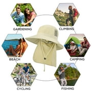 Men's Sun Protection Hat with Neck Flap Cover,Wide Brim Outdoor Fishing Hiking Camping Hunting Boating Safari Gardening