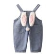 thumbnail image 6 of UACY Baby Girls Easter Bunny Jumpsuit Toddler Cute Denim Overalls with Ears Pompom Baggy Wide Leg Washed Jean Suspender, 6 of 9