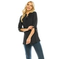 thumbnail image 3 of Haute Edition Women's Pattern and Solid 3/4 Roll Tab Sleeve Tunic Blouse Top, 3 of 5