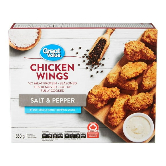 Great Value Frozen Salt & Pepper Chicken Wings, 850g