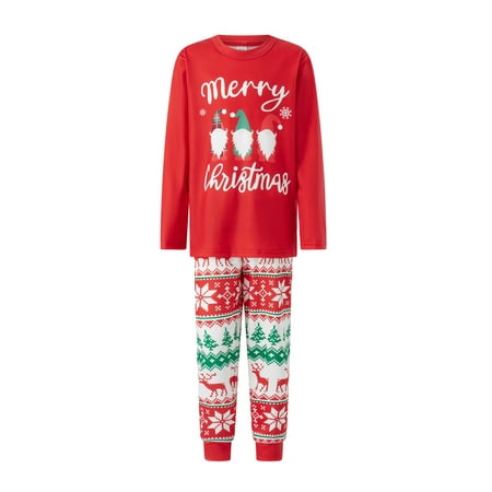 

Vera Natura Family Matching Pajamas Christmas Print Long Sleeve Tops and Stretch Casual Pants Sleepwear