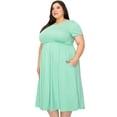 thumbnail image 3 of Pastel by Vivienne Women's Short Sleeve Dress with Shirring Plus Size Mint XX-Large, 3 of 4