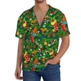 thumbnail image 1 of Balery Cute Christmas Stocking Bear Camisa Casual de Manga Corta con Botones para Hombre, Texturizada, Estilo Cubano, para Playa, Verano-Medium, 1 of 5