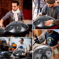thumbnail image 5 of Gonipol Handpan Drum 22 Inches D Minor, 12 Notes Hand Drum Instrument, 440HZ Premium Steel Hand Drum, Storage Bag, Mallet, Braid, Stand, Sound Stickers, Cleaning Cloth for Beginners (Black), 5 of 10