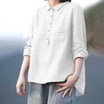 thumbnail image 5 of DondPO Linen Shirts for Women Women's Lapel Neck Casual Solid Colour Cotton And Linen Long Sleeve Shirt Casual Shirts for Women Womens Shirts White XL, 5 of 6