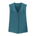 thumbnail image 4 of Gamivast Tank Top for Women Cotton Linen Sleeveless Button Up Tunic Tees Casual Loose Fit V Neck T Shirts Summer Beach Boho Tops Blouse Blue M Camisas Para Mujer My Orders, 4 of 6
