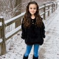 thumbnail image 4 of Lanbubble Girls Fuzzy Hoodie Fleece Sweaters Button Pullover Sherpa Jacket Tops for Kids 6-13Y, 4 of 8
