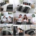 thumbnail image 5 of 3 Piece Black Boho Duvet Cover Set Full Size,Microfiber Comforter/Quilt Cover with Corner Ties and 2 Pillowcases,Vintage Abstract Striped Geometric Motifs All Season Soft Bedding with Zipper Closure, 5 of 8