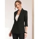 thumbnail image 3 of Chaqueta Tipo Cárdigan de Traje Formal con Mangas 3/4 y Solapa para Mujer Negro XL, 3 of 5