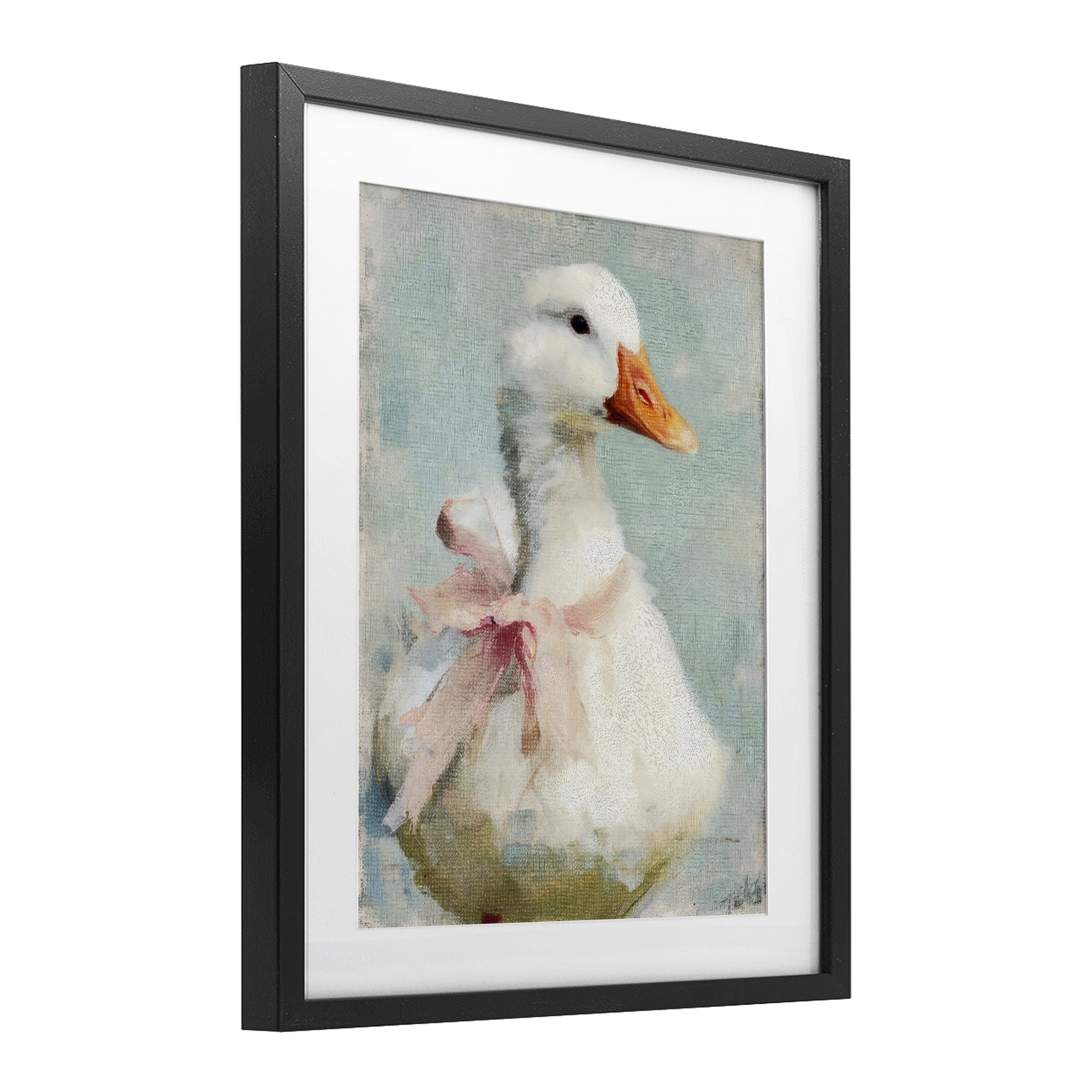 Stupell Industries Soft Pink Bow Goose Black Framed Print Under Glass, design by LSR Design Studio