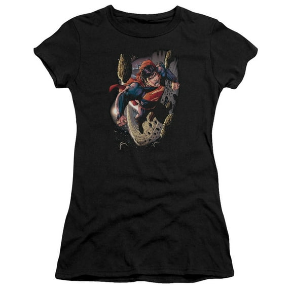 Superman Orbit Junior Women's T-Shirt Sheer Black
