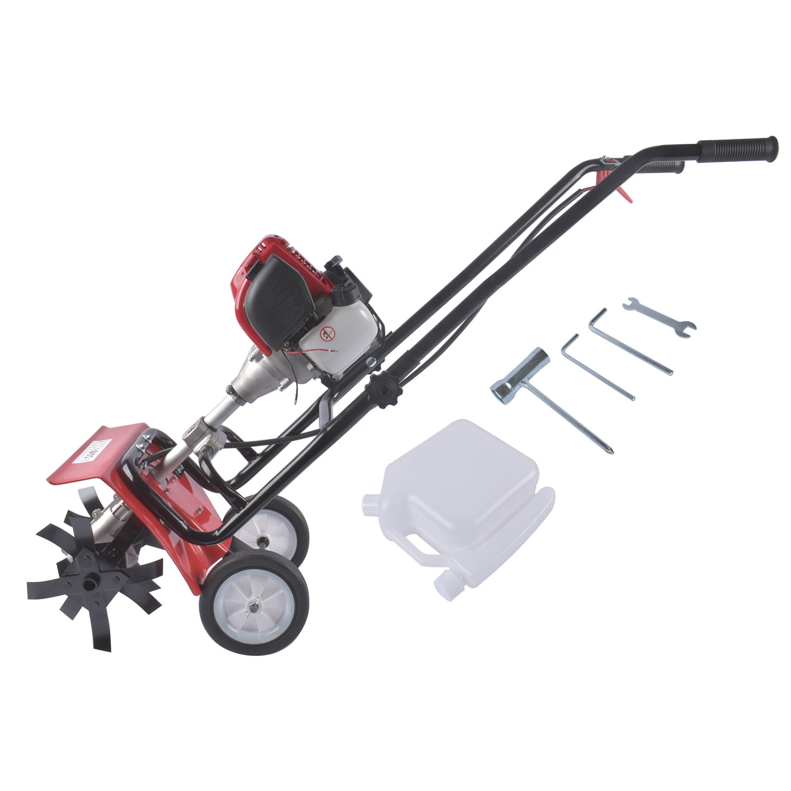 GELUOXI Tiller Cultivator Gas Powered, 31CC 4-Stroke Garden Cultivator, Tiller with 4 Steel Adjustable Front Tines for Lawn, Garden and Field Soil Cultivation