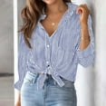 thumbnail image 2 of Chemises à Manches Longues Rayées pour Femmes 2026 Tendance à Boutons Col à Revers Blouse Chemise, 2 of 2