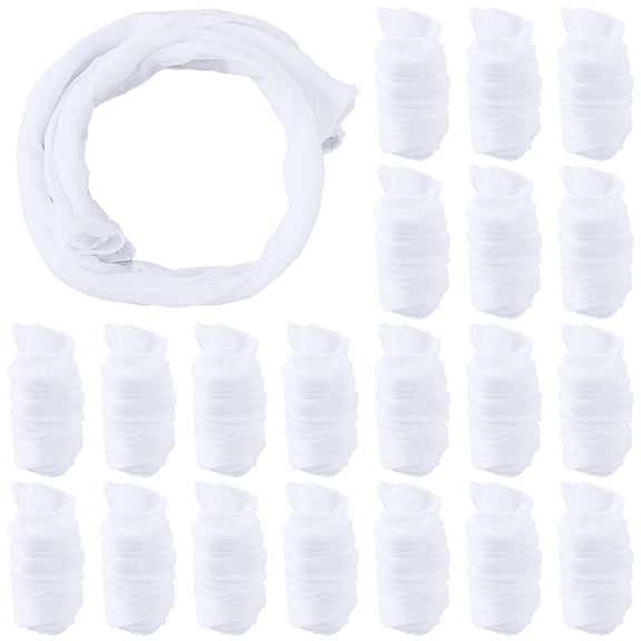 30Pcs 19.68 Yards White Nylon Stocking Flower Fabric Polyester Mesh Tensile Soft Silk Gauze Crafting Kits Stockings Fabrics