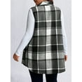 thumbnail image 3 of Cuteduck Womens Plus Size Sleeveless Plaid Vest Wool Blazer Jackets Cardigan Outerwear Fall Winter Tops 1X-4X, 3 of 6
