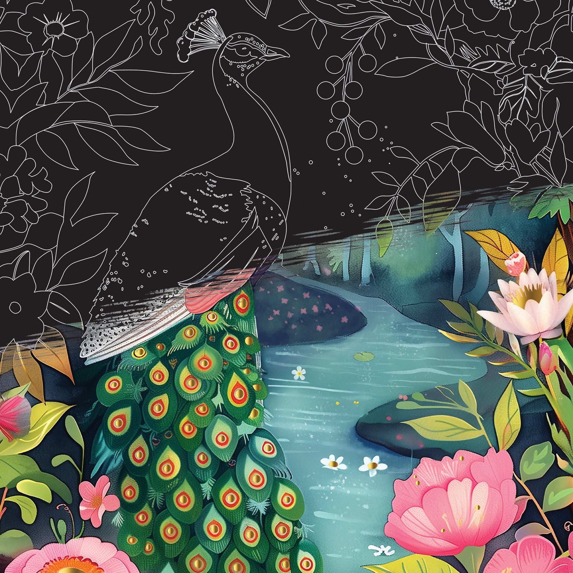 Brea Reese: Scratch Art Paper Pad - Magical Forest - 5 Nature Designs, Metallic Foil, Dual-Tip Stylus & Brush, Easy-to-Frame 9x12 Pages, Adult Craft