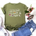 thumbnail image 1 of Hauts d'Été Grande Taille pour Femmes, T-Shirt Imprimé Lettre Alphabet Tendance pour Femmes, Manches Courtes Décontractées, Col en V, T-Shirt pour Femmes en Liquidation, 1 of 7