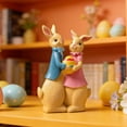 thumbnail image 4 of 3.54in Resin Easter Bunny Couple Figurine 2 Rabbits Tabletop Decorations for Shelf Desk Spring Display, 4 of 5