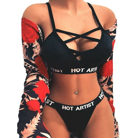 

JustVH Women Sexy Stretchy 3/4 Cup Cover Adjustment buckle Sports Underwear Sets