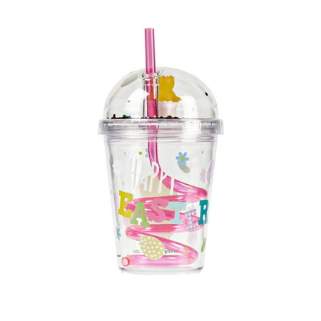 Way To Celebrate Easter Chick Cup with Straw, Pink