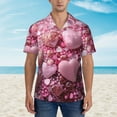 thumbnail image 2 of Fotbe Pink Glitter Heart Candy Hawaiian Shirt for Men Unisex Summer Beach Casual Short Sleeve Cotton Linen Button Down Shirts-Large, 2 of 5