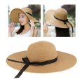 thumbnail image 4 of Sombrero de paja de ala ancha con Protección UV Plegable para Mujer de Fedora Enrollable para Pasear en - Caqui Magideal Sombrero de paja de ala ancha, 4 of 7