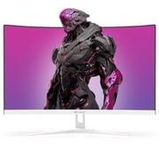 CRUA 27 200Hz Curved Gaming Monitor,FHD 1800R White Computer Monitor,120% sRGB,FreeSync,Low Motion Blur,HDMI & DP