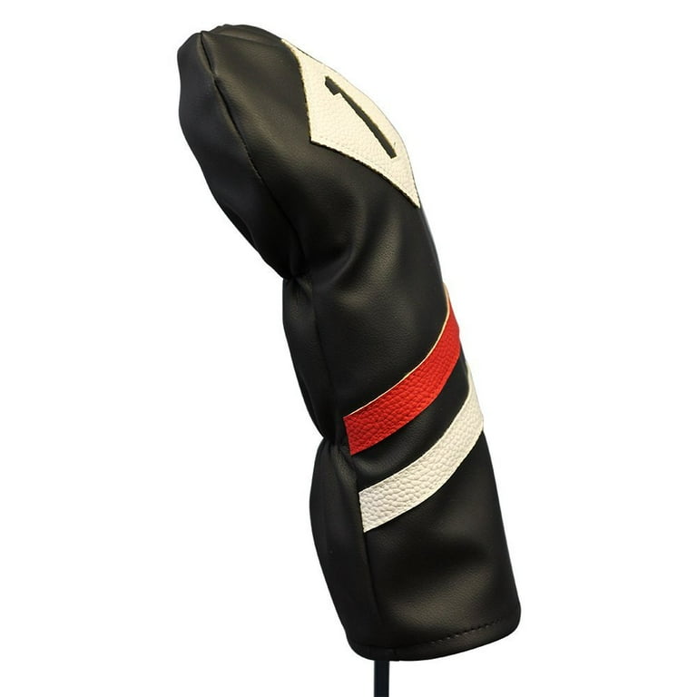 Majek Retro Golf Headcovers Black Red and White Vintage Leather Style 1 3 5  Driver and Fairway Head Covers Fits 460cc Drivers Classic Look
