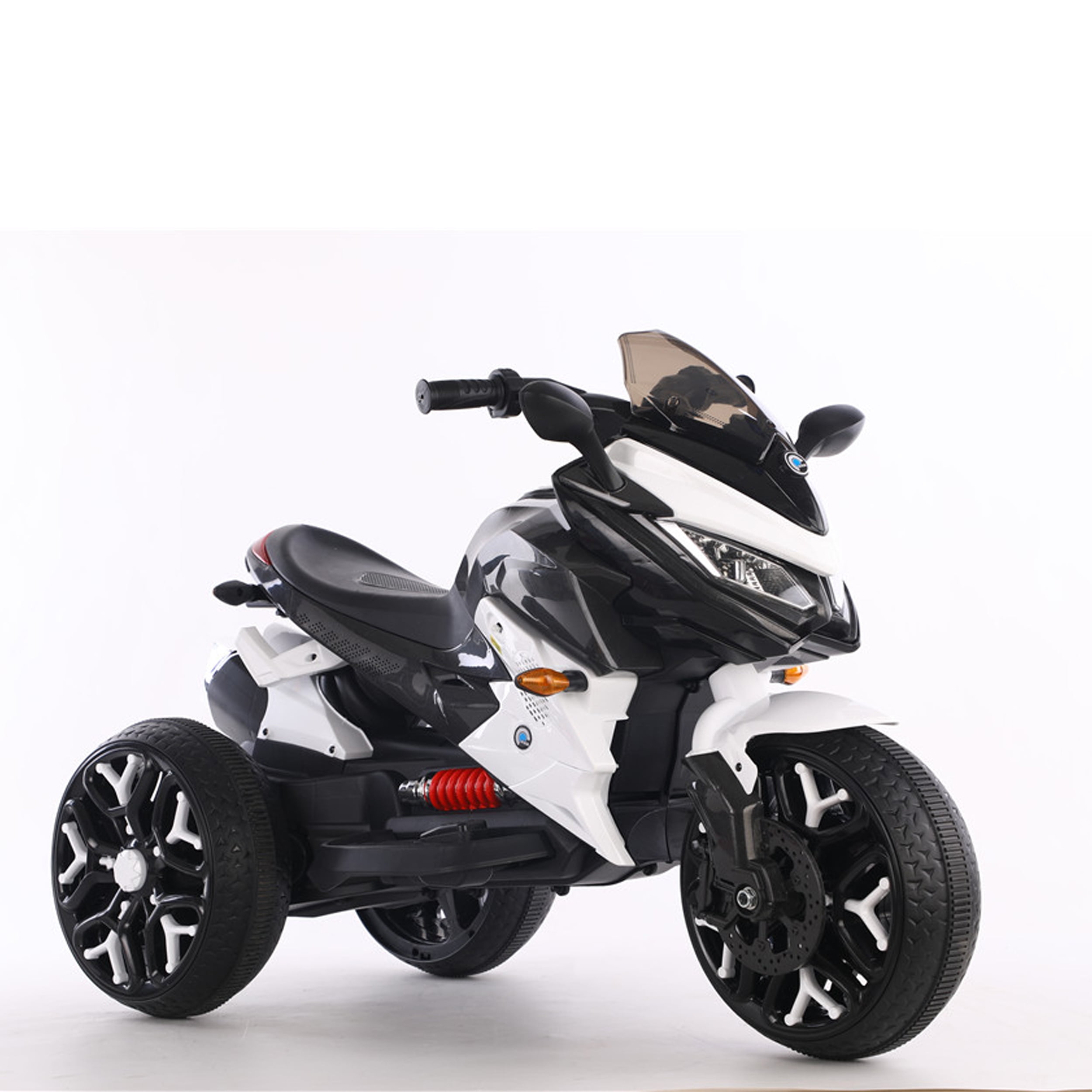 POVANLI  12V 3 Wheels Kids Ride on Motorcycle with Slow Start, Power Display, PU Seat, Training Wheels, Manual Throttle, Lighting Wheels, Bluetooth, USB, MP3 for Children Aged 3-5, Gift (White)