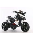thumbnail image 3 of POVANLI  12V 3 Wheels Kids Ride on Motorcycle with Slow Start, Power Display, PU Seat, Training Wheels, Manual Throttle, Lighting Wheels, Bluetooth, USB, MP3 for Children Aged 3-5, Gift (White), 3 of 7