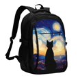 thumbnail image 1 of Disketp Cat Under Starry Skies Mochila de Viaje Estampada para Laptop con Puerto de Carga USB, Mochila Impermeable para Computadora – Regalo para Hombres y Mujeres, 1 of 7