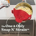 thumbnail image 2 of Kitchen Gizmo Snap N' Strain - Silicone Clip-On Colander, Heat Resistant Drainer for Vegetables and Pasta Noodles, Kitchen Gadgets for Bowl, Pots, and Pans - Essential Home Cooking Tools - Grey, 2 of 14