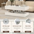 thumbnail image 6 of Modern 2-Tier High-gloss Surface LED Coffee Table, with 16 Color Options and 4 Lighting Modes, Stylish Glass Top Design, with Anti-Scratch Feet & Silent Slide Storage, White, 6 of 8